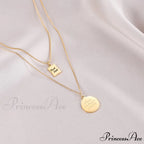 Titanium Steel Lucky Mini Board Double Layer Necklaces