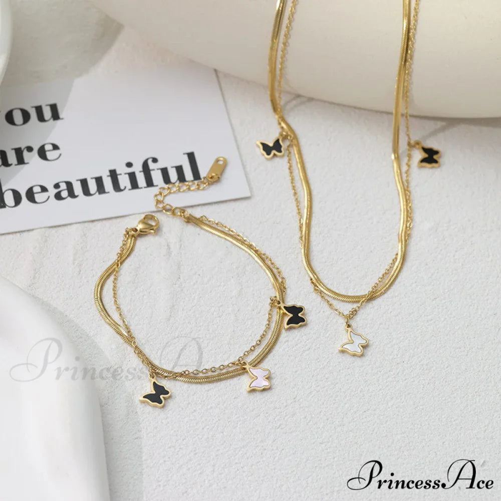 Titanium Steel Mini Butterfly Simple Necklaces