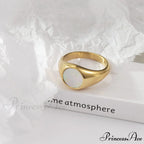 Titanium Steel Natural Opal Closed Rings