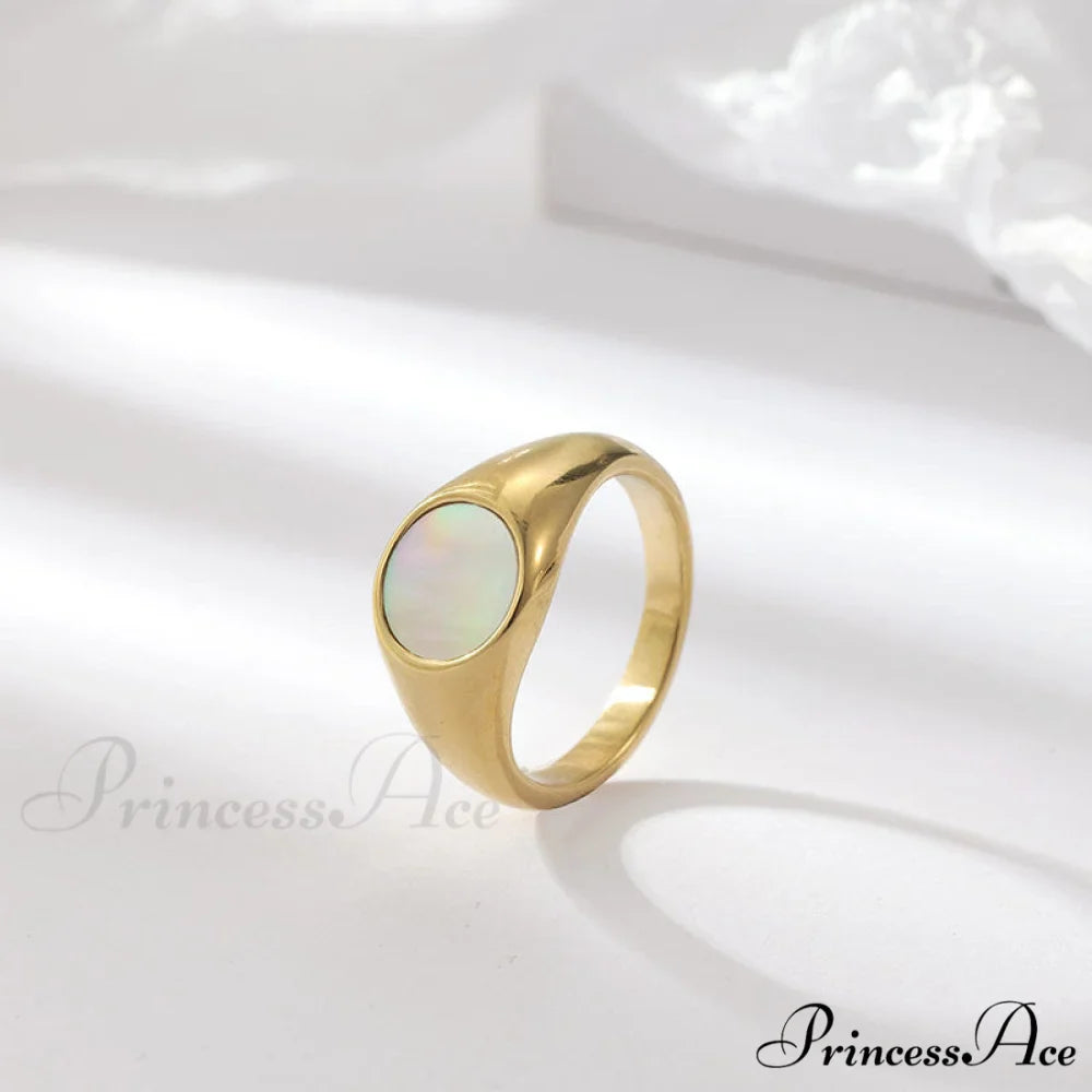 Titanium Steel Natural Opal Closed Rings