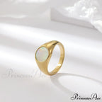 Titanium Steel Natural Opal Closed Rings