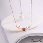 Titanium Steel Romantic Antler Pendant Necklace