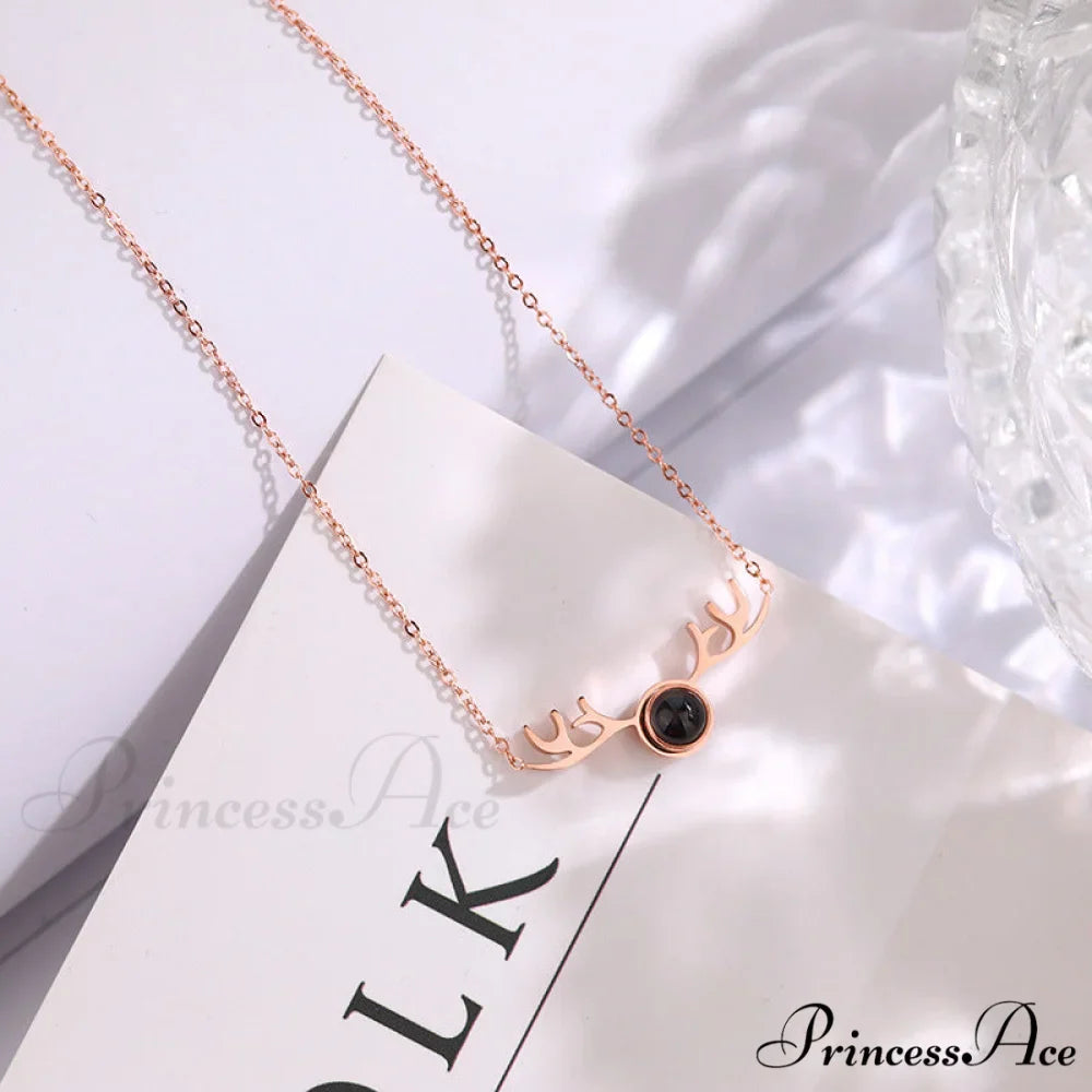 Titanium Steel Romantic Antler Pendant Necklace