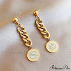 Titanium Steel Simple Style Diamond Studded Plate Earrings