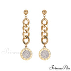 Titanium Steel Simple Style Diamond Studded Plate Earrings