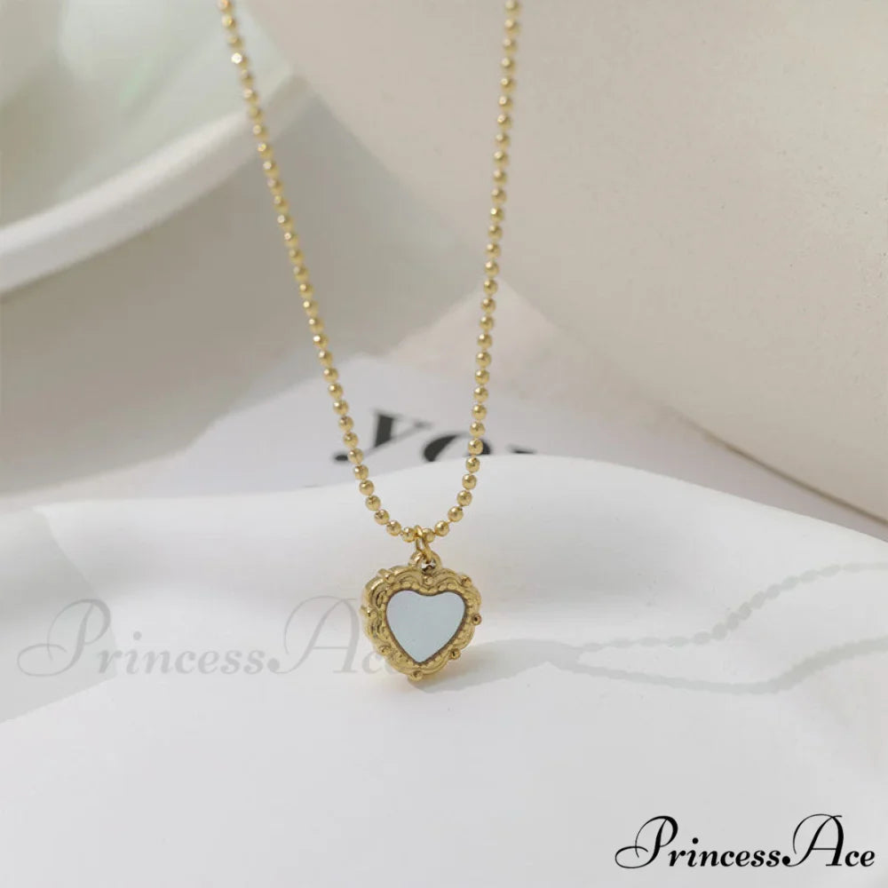 Titanium Steel White Fritillary Bead Necklaces