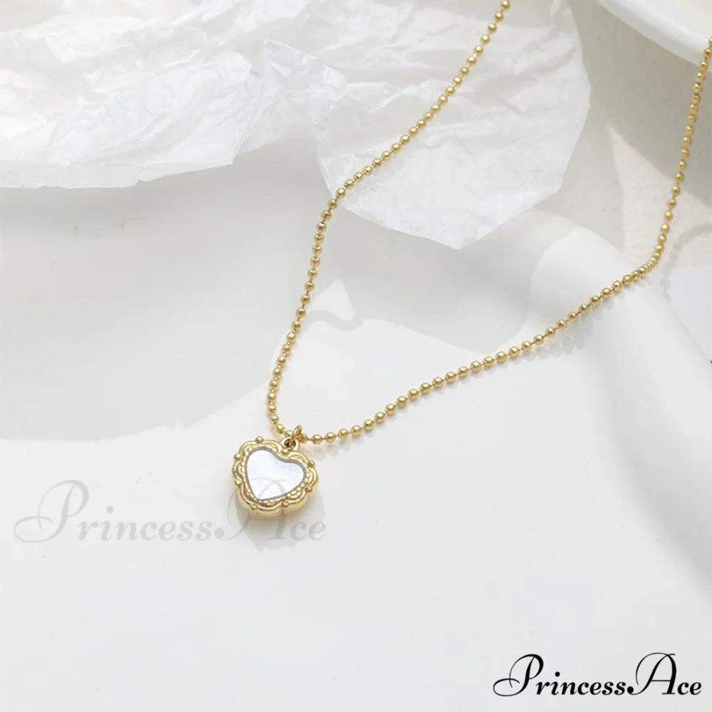 Titanium Steel White Fritillary Bead Necklaces