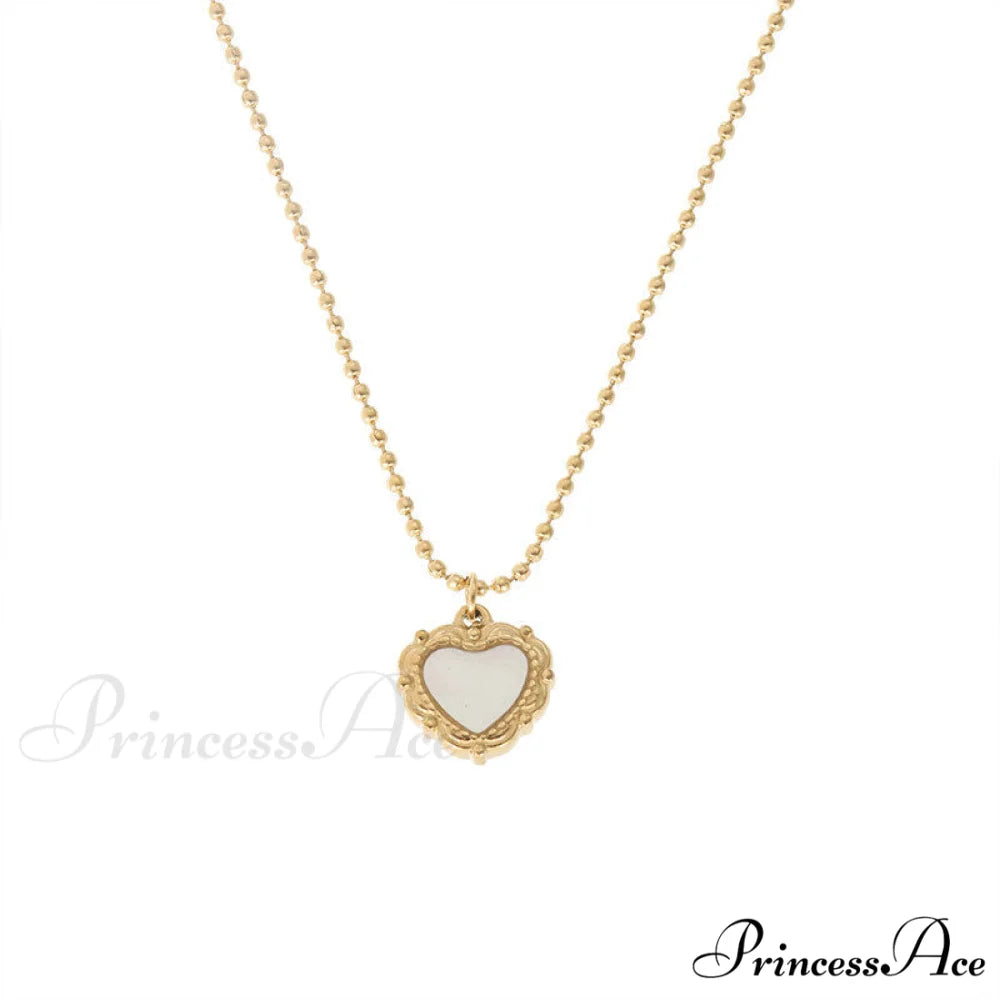 Titanium Steel White Fritillary Bead Necklaces