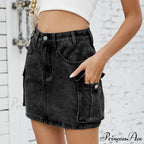 Tooling Pocket Cleansed Denim Skirt