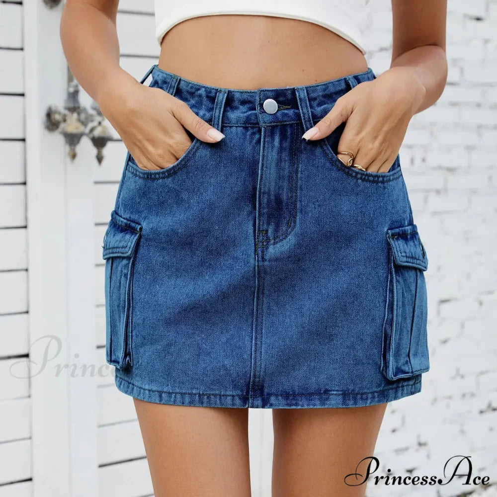 Tooling Pocket Cleansed Denim Skirt