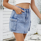 Tooling Pocket Cleansed Denim Skirt