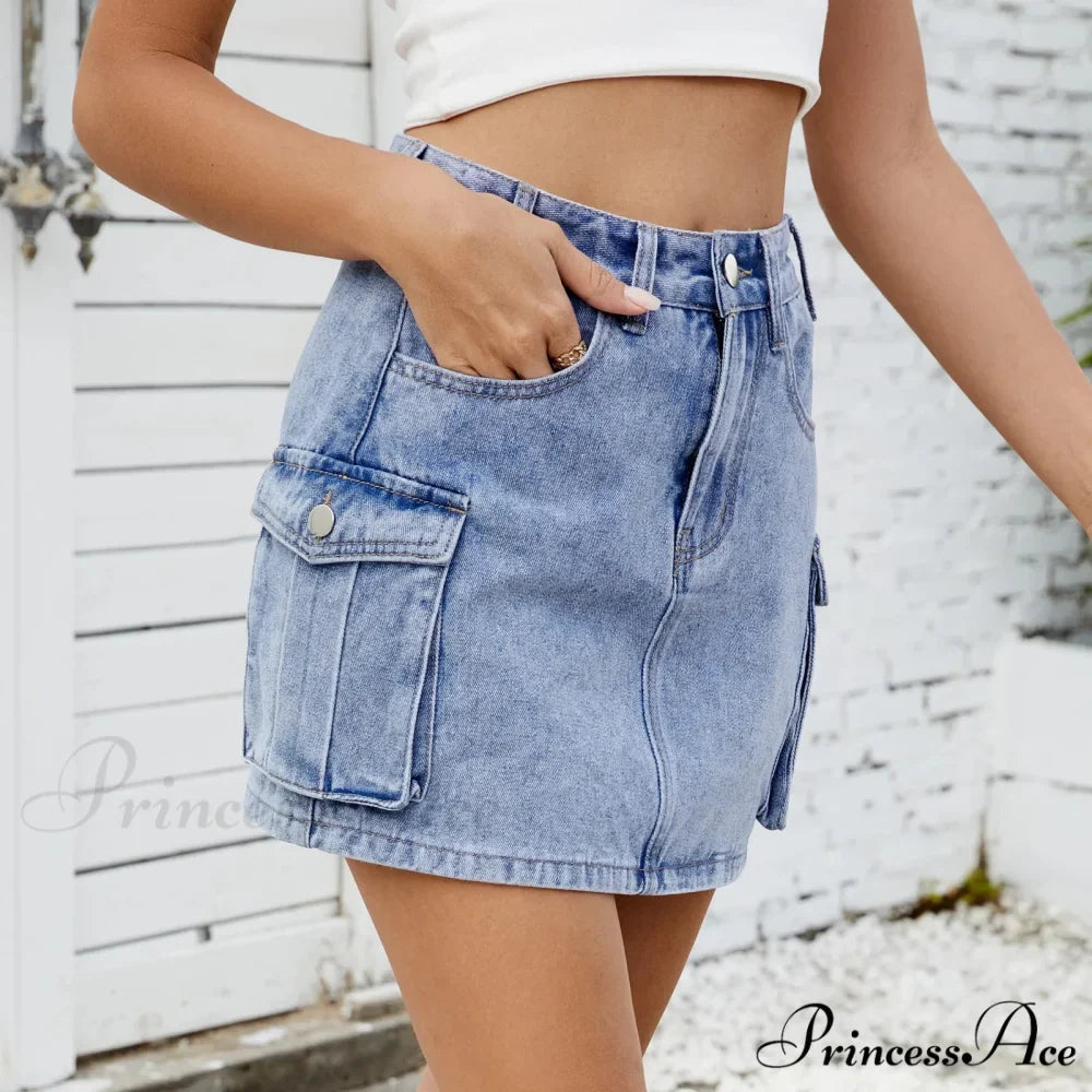 Tooling Pocket Cleansed Denim Skirt