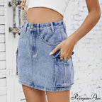 Tooling Pocket Cleansed Denim Skirt