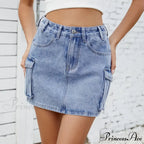 Tooling Pocket Cleansed Denim Skirt