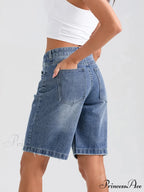 Torn Button Denim Informal Short