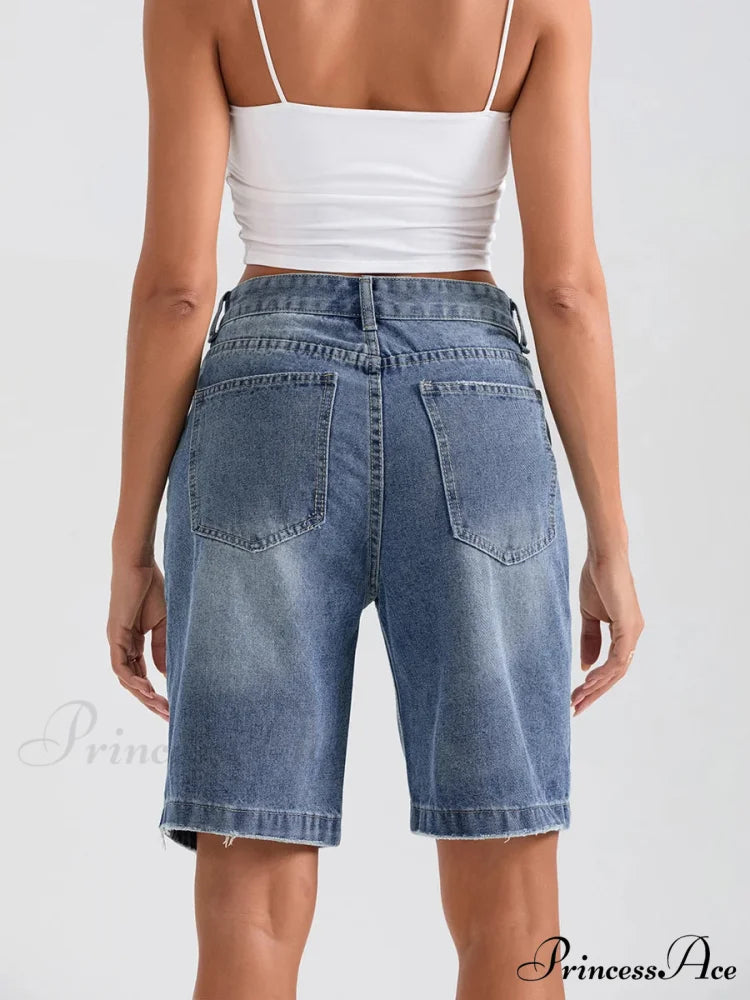 Torn Button Denim Informal Short