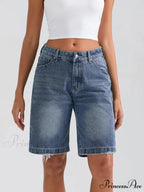 Torn Button Denim Informal Short