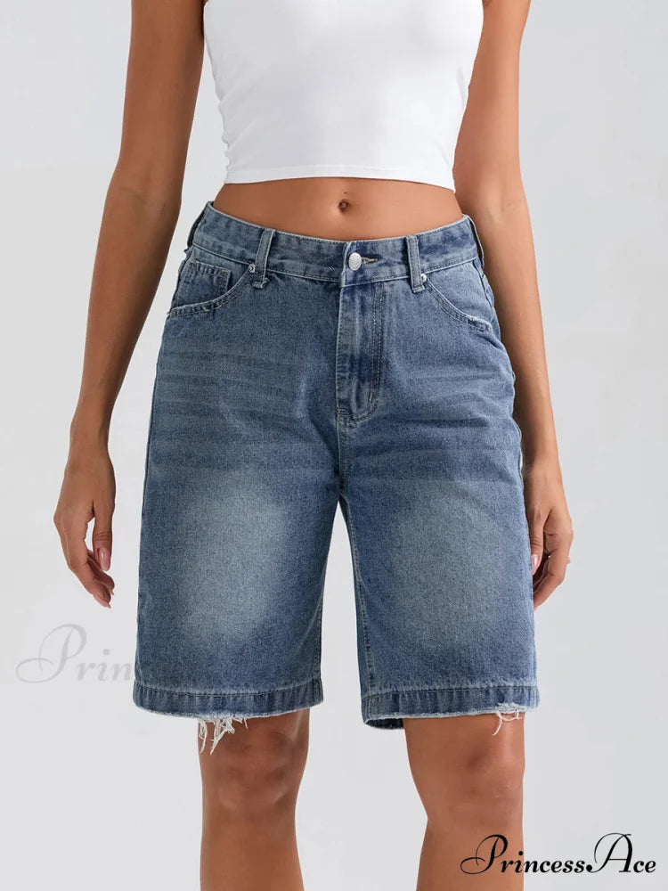 Torn Button Denim Informal Short