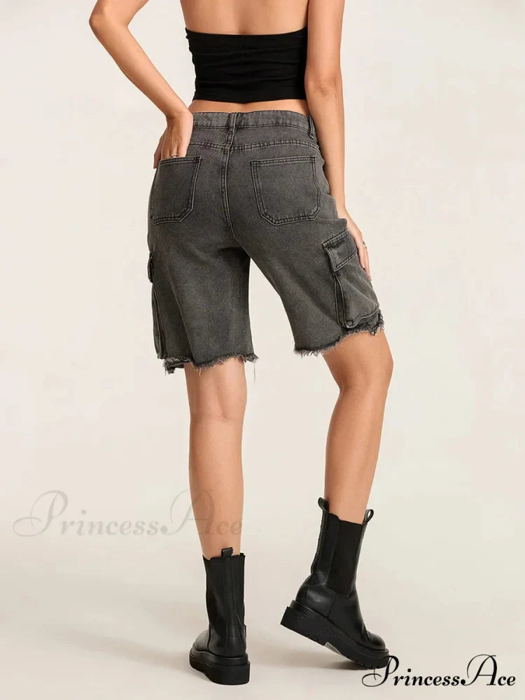 Torn Buttoned Denim Short