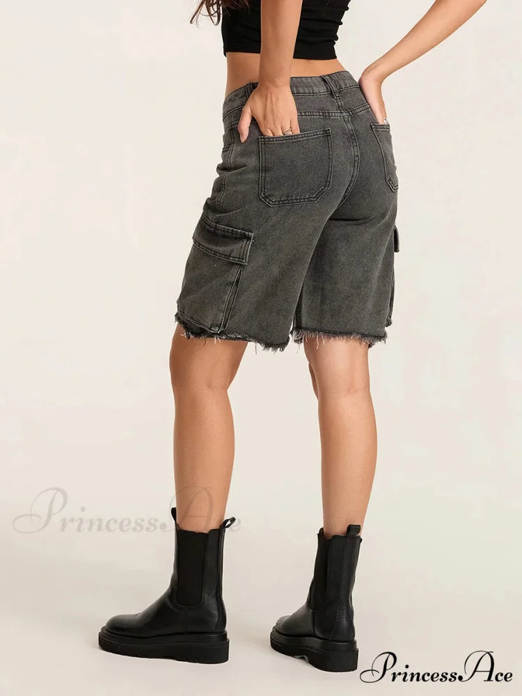 Torn Buttoned Denim Short