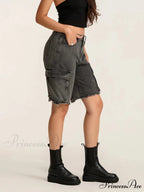 Torn Buttoned Denim Short