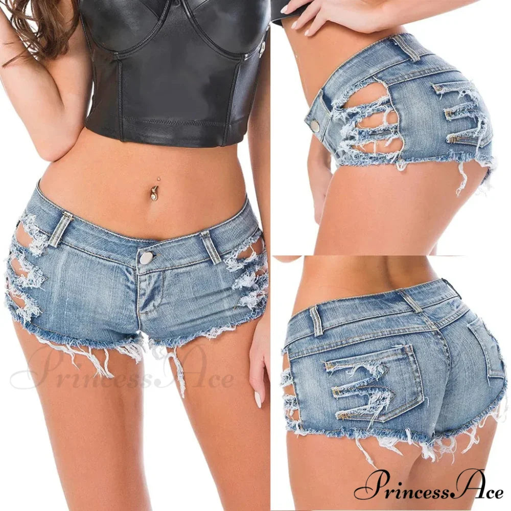 Torn Opening Hem Denim Hotpants Short