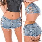 Torn Opening Hem Denim Hotpants Short
