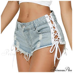 Torn Opening Hem Denim Hotpants Short