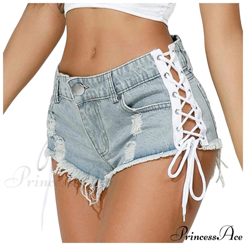 Torn Opening Hem Denim Hotpants Short