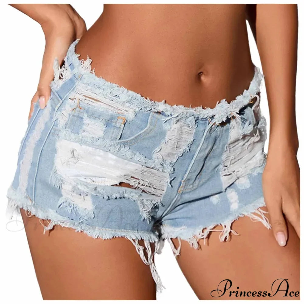 Torn Opening Hem Denim Hotpants Short