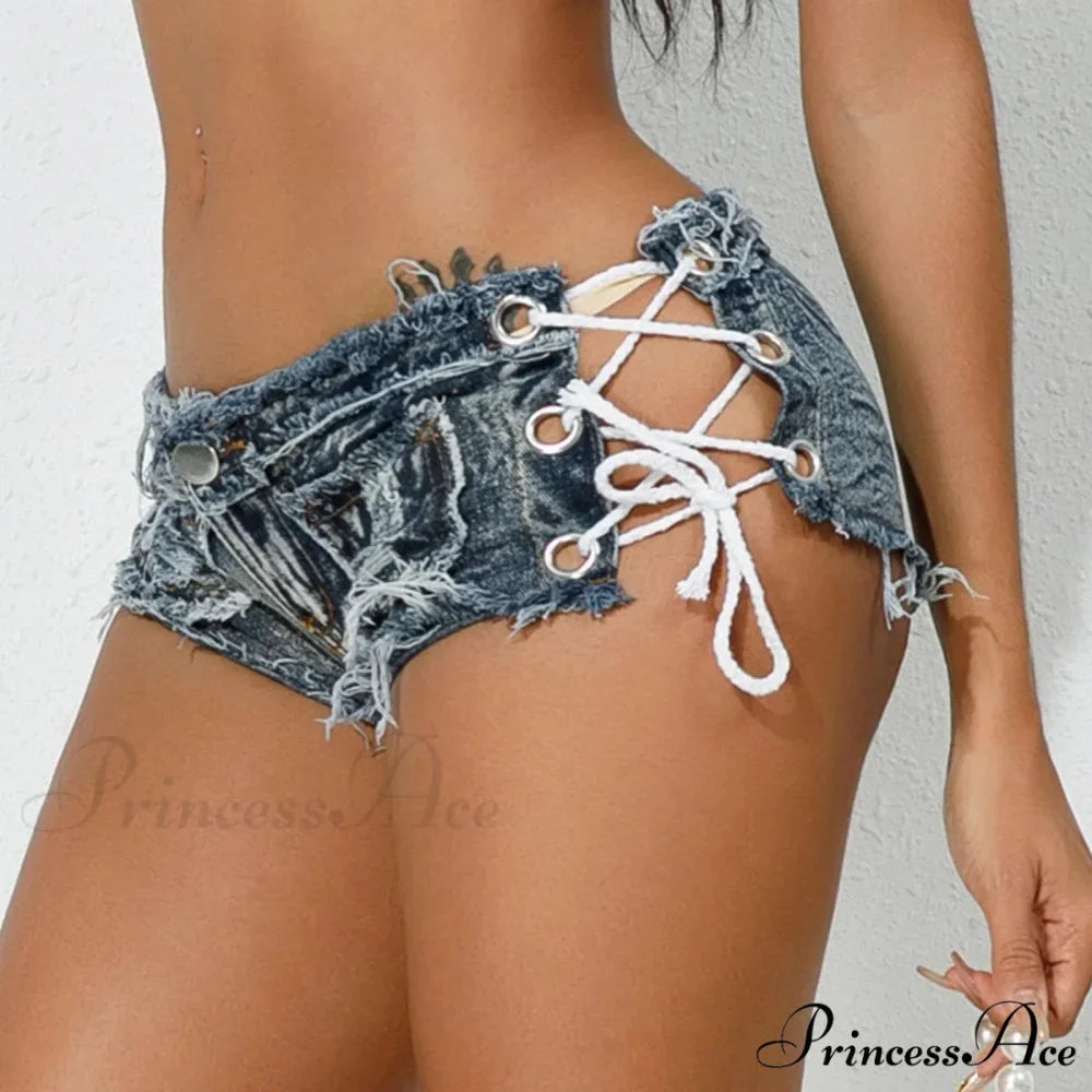 Torn Opening Hem Denim Hotpants Short