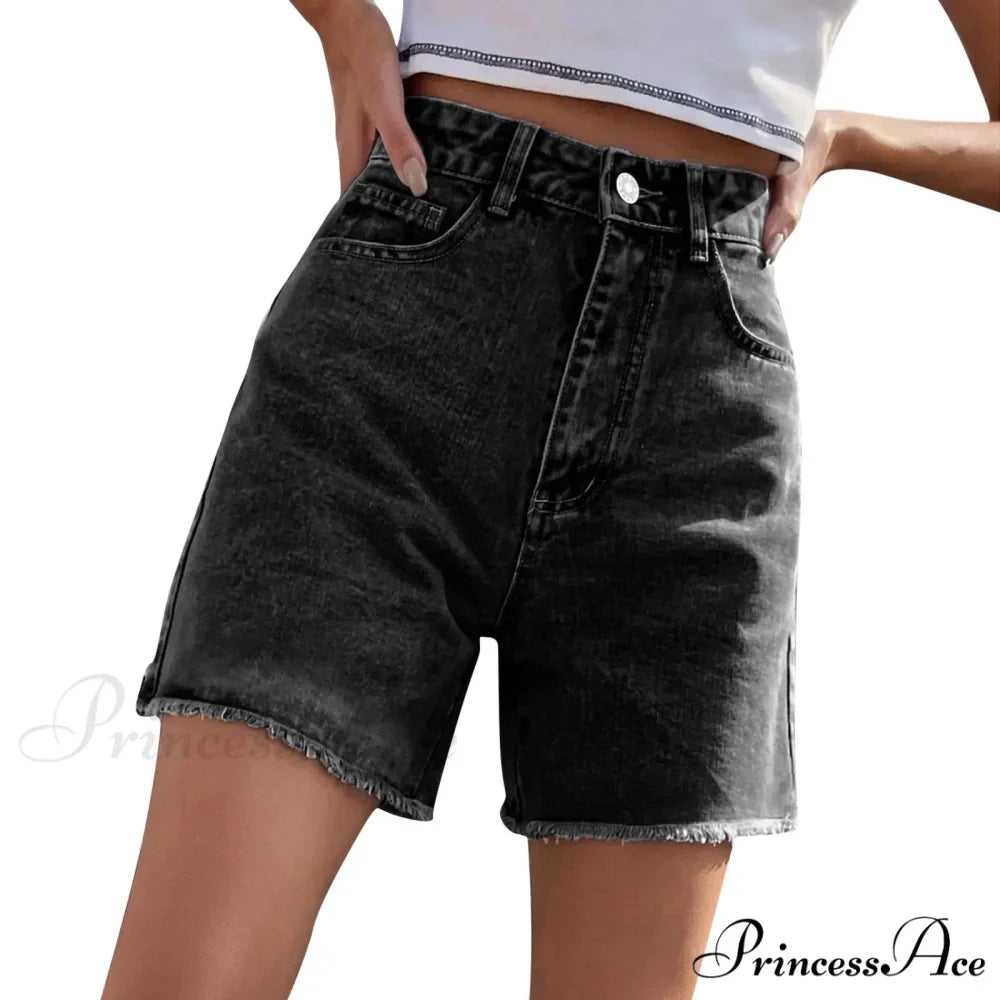 Torn Opening Hem Denim Hotpants Short