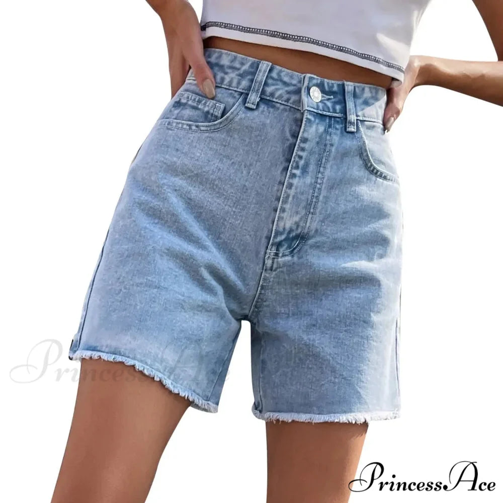 Torn Opening Hem Denim Hotpants Short