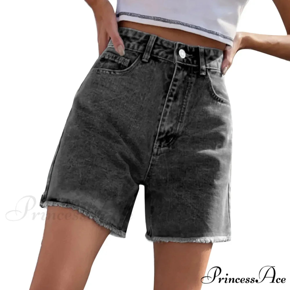 Torn Opening Hem Denim Hotpants Short