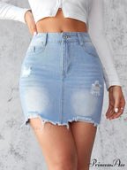 Torn Unfinished Hem A-Line Skirt