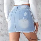 Torn Unfinished Hem A-Line Skirt