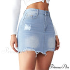 Torn Unfinished Hem A-Line Skirt