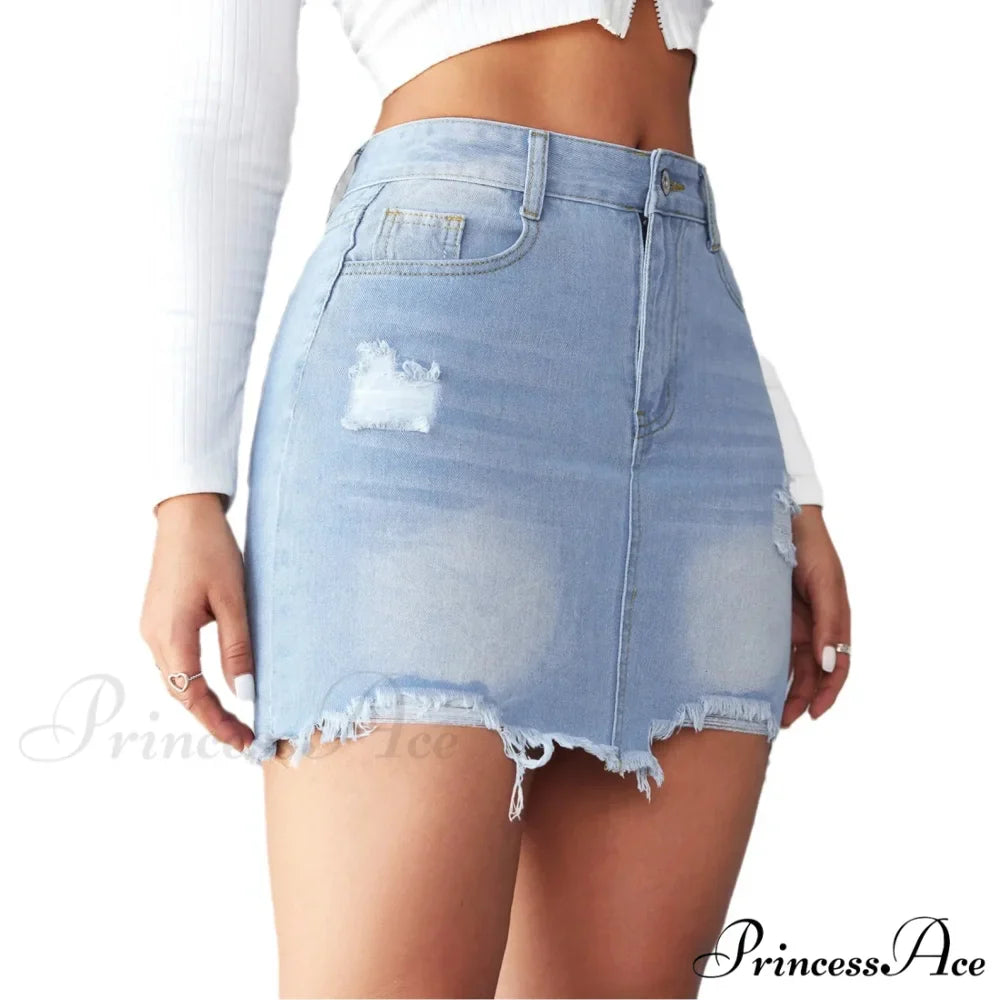 Torn Unfinished Hem A-Line Skirt