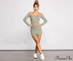 Totally Chic Ruched Charming Knit Mini Dress