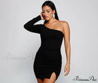 Totally Chic Stylish One-Shoulder Mini Dress
