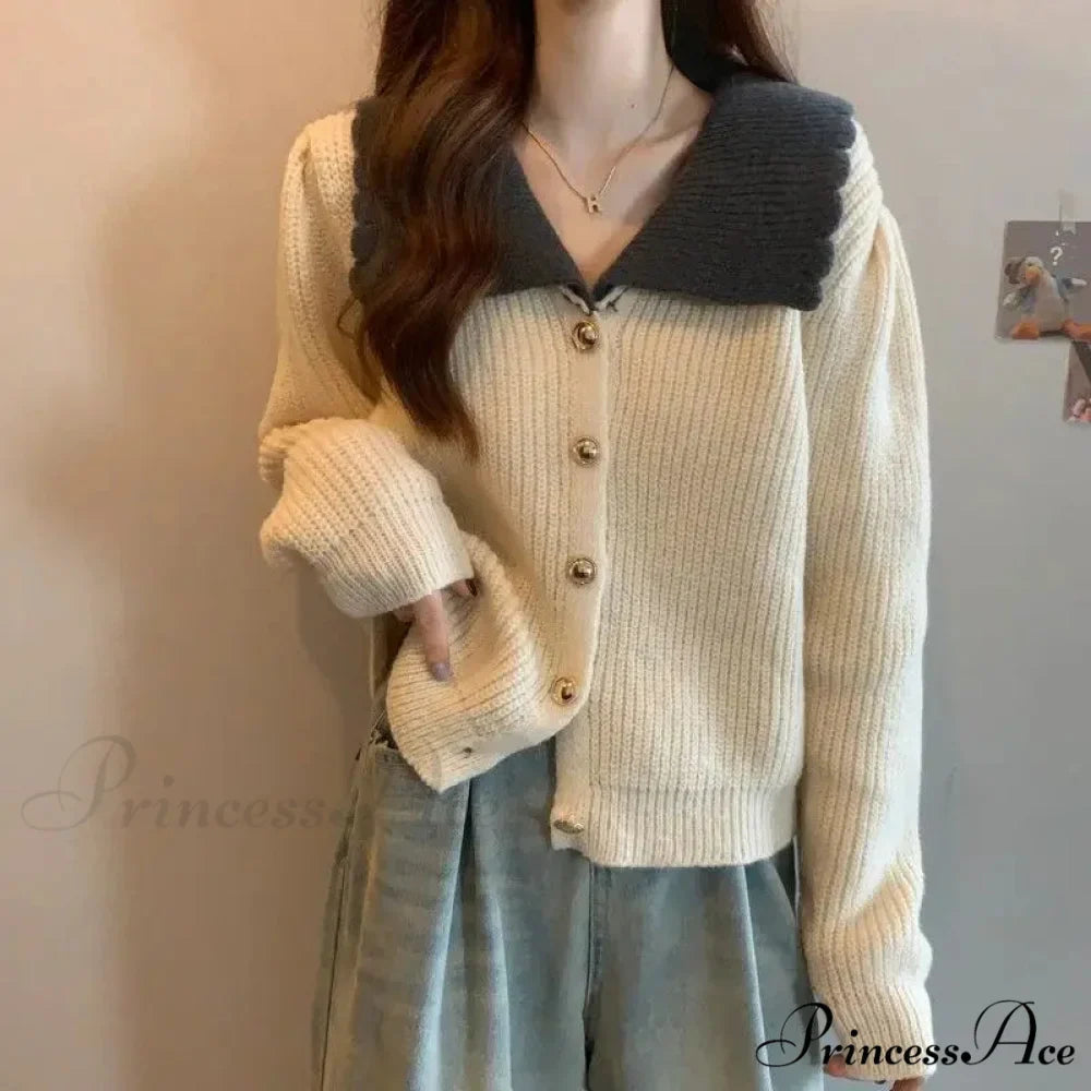 Toy Throat Unmarried Buttoned Baggy Knitted Cardigan