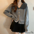 Toy Throat Unmarried Buttoned Baggy Knitted Cardigan