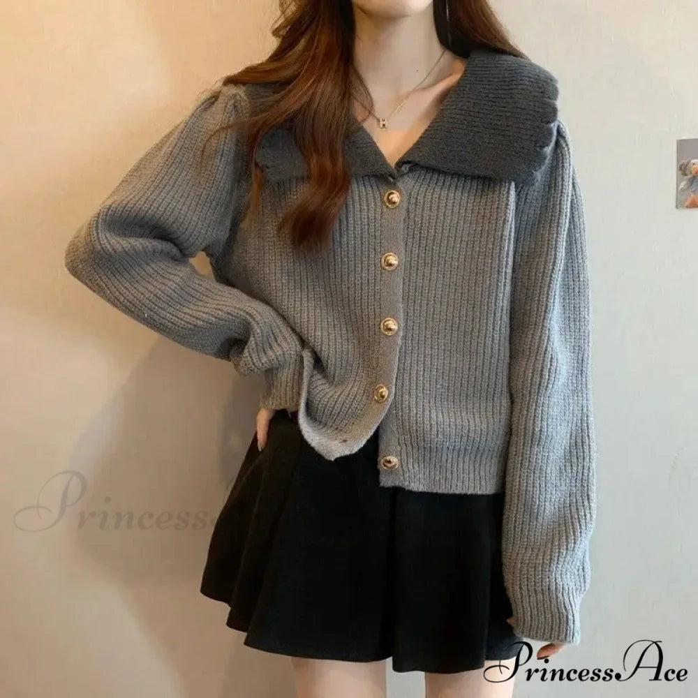 Toy Throat Unmarried Buttoned Baggy Knitted Cardigan