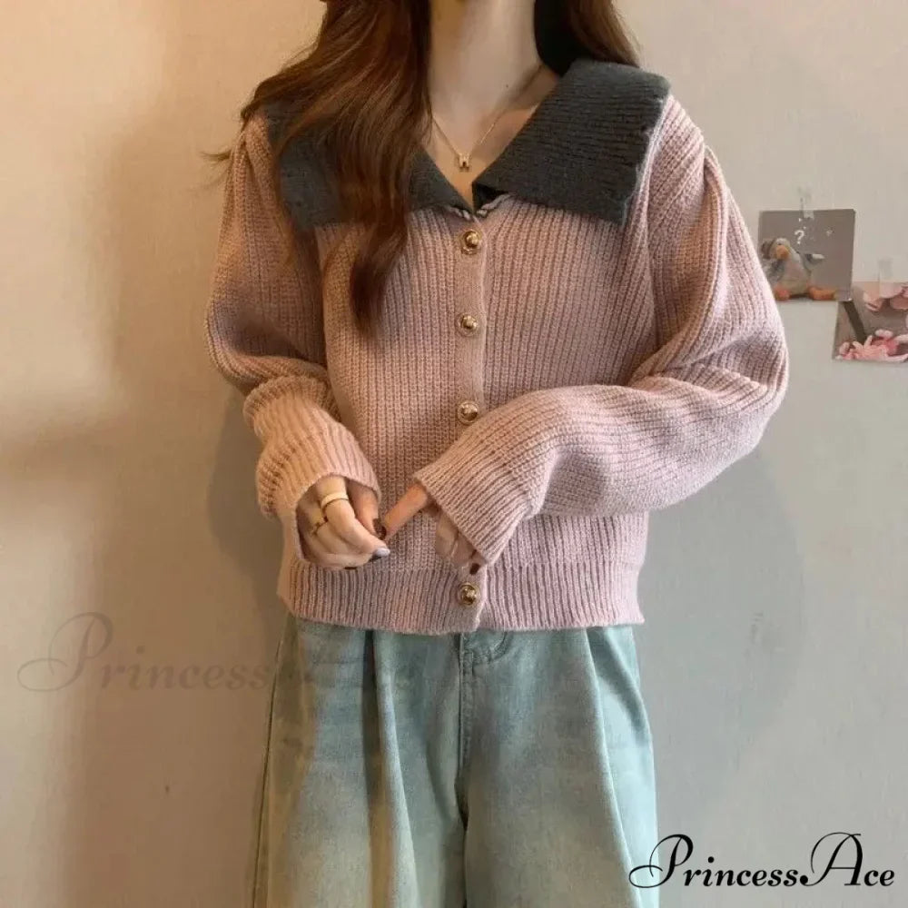 Toy Throat Unmarried Buttoned Baggy Knitted Cardigan