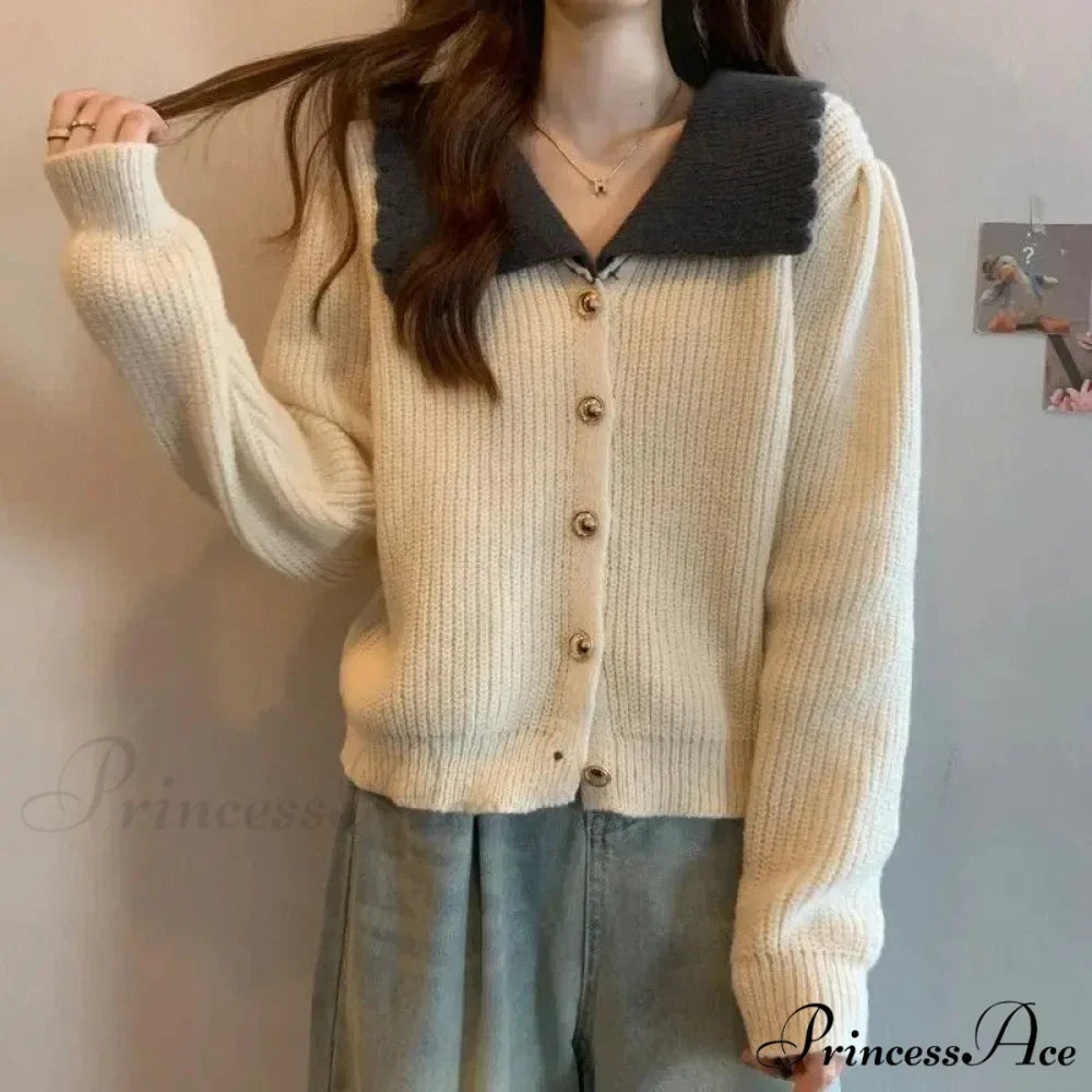 Toy Throat Unmarried Buttoned Baggy Knitted Cardigan