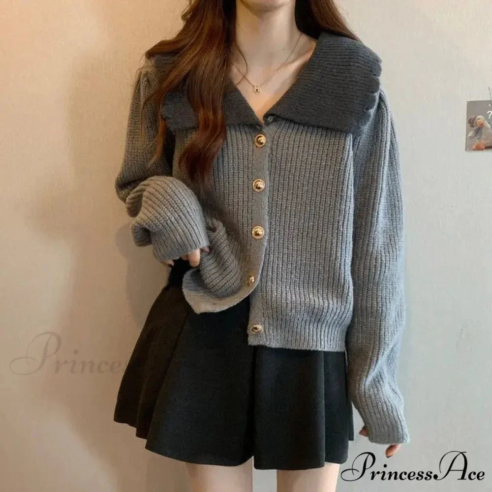 Toy Throat Unmarried Buttoned Baggy Knitted Cardigan