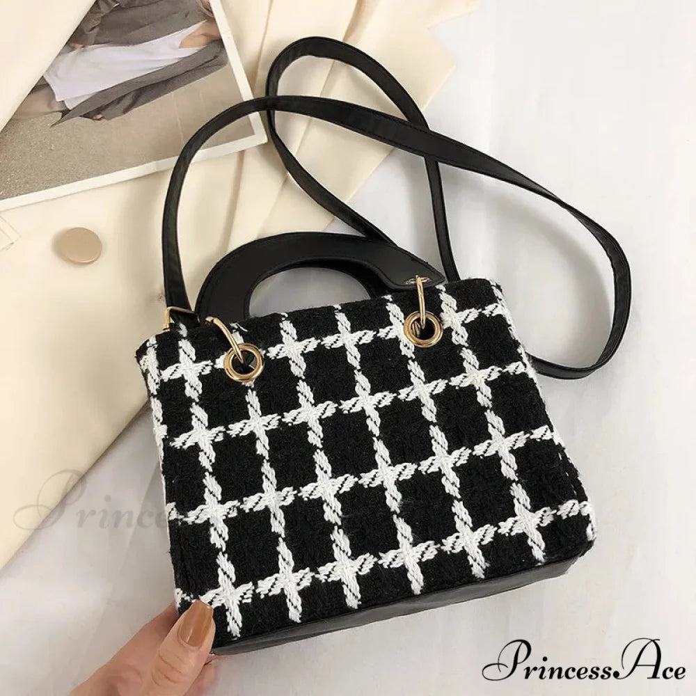 Traditional Tartan Woolen High-End Designer Clutch Crossbody Purse