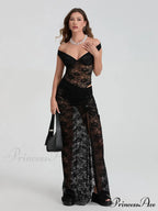 Transparent Backless Bodysuit Wrap Extended Floral Skirt