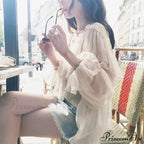 Transparent Bohemian Mesh Frill Blouse