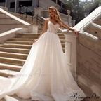 Transparent Bow-Sparkle Marriage Gown